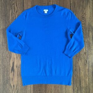 J.Crew Factory Women’s 100% Merino Wool 3/4 Sleeve Sweater in Royal Blue size S